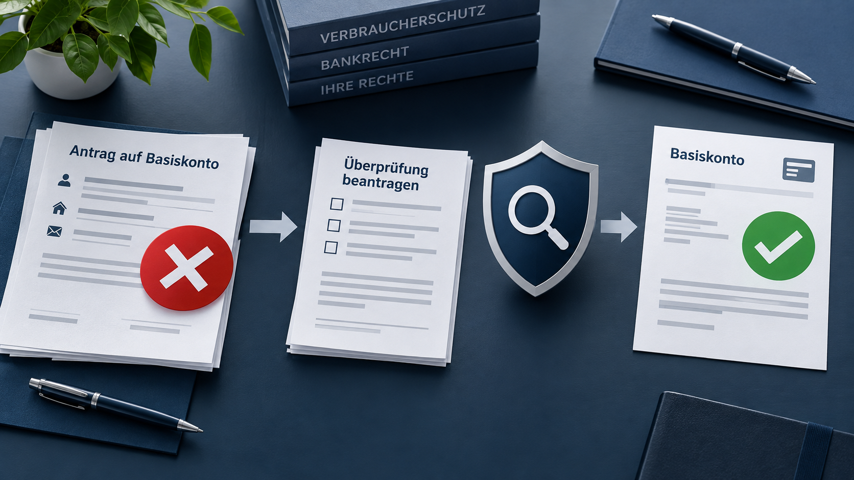Abgelehnter Basiskontoantrag wird über ein Prüfverfahren kontrolliert und anschließend neu bewertet